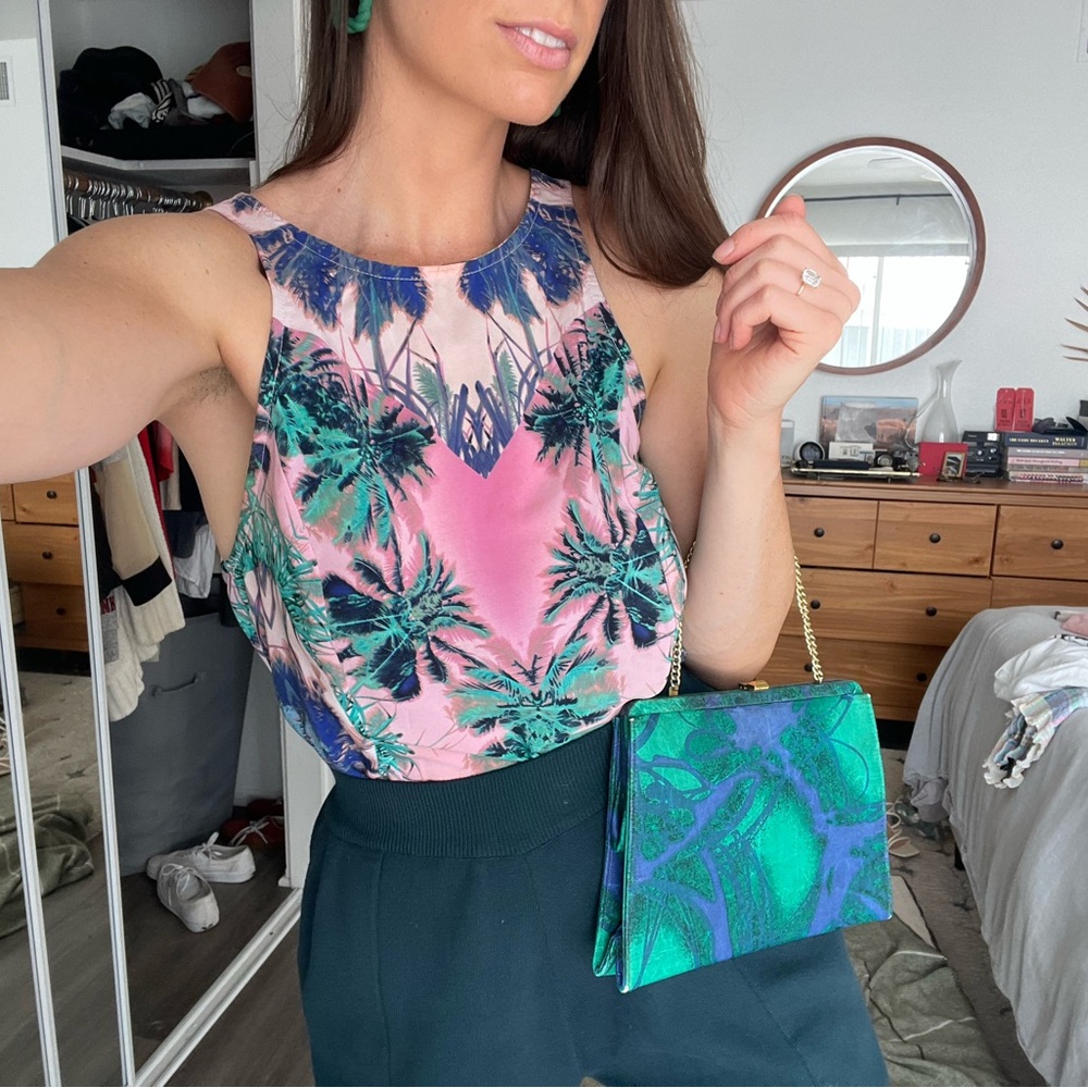 Tropical Palm Tree high Neck Tank Top